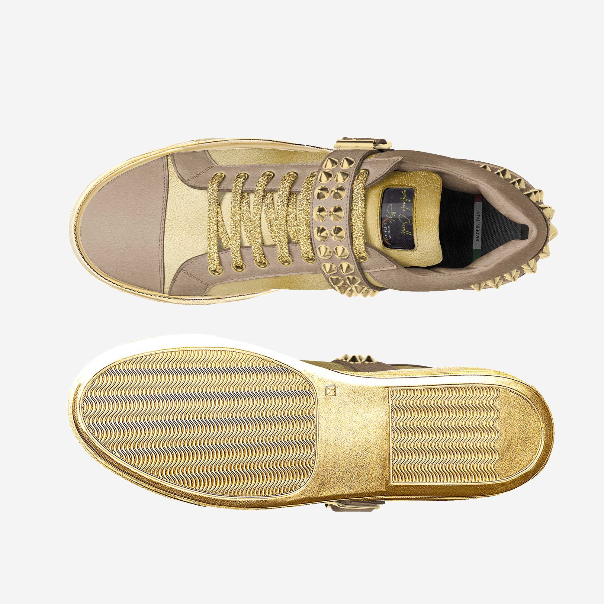 TAN & GOLD SPIKE FASHION LOW TOP image 3