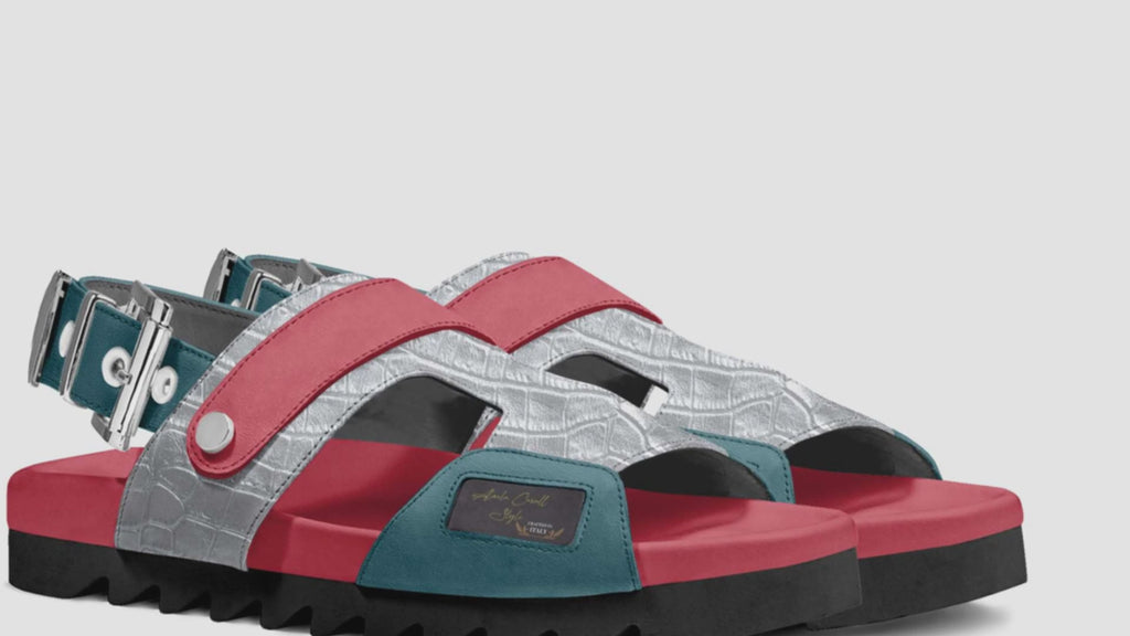 LUXURY METAL SANDAL BLUE, SLIVER, & RED