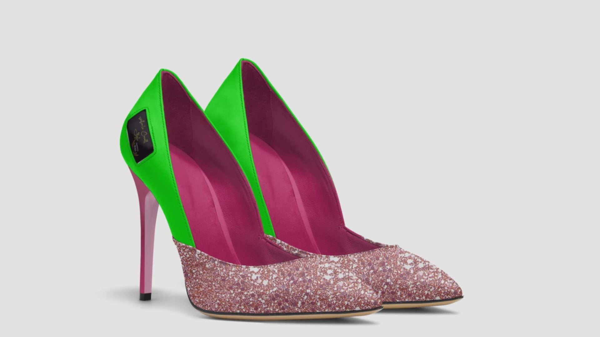 Luxury Green & Pink Simple Cut High Heel