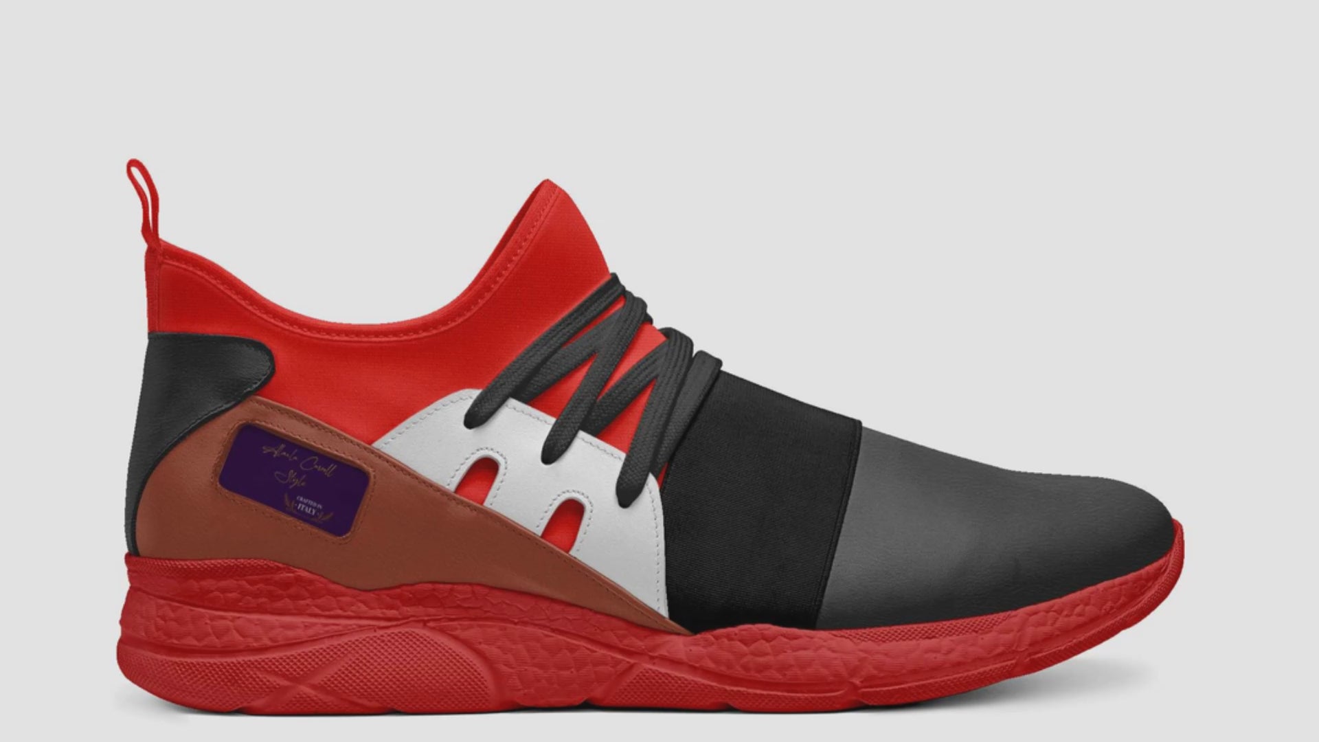 Contemporary Sock Runner Red, White, & Black