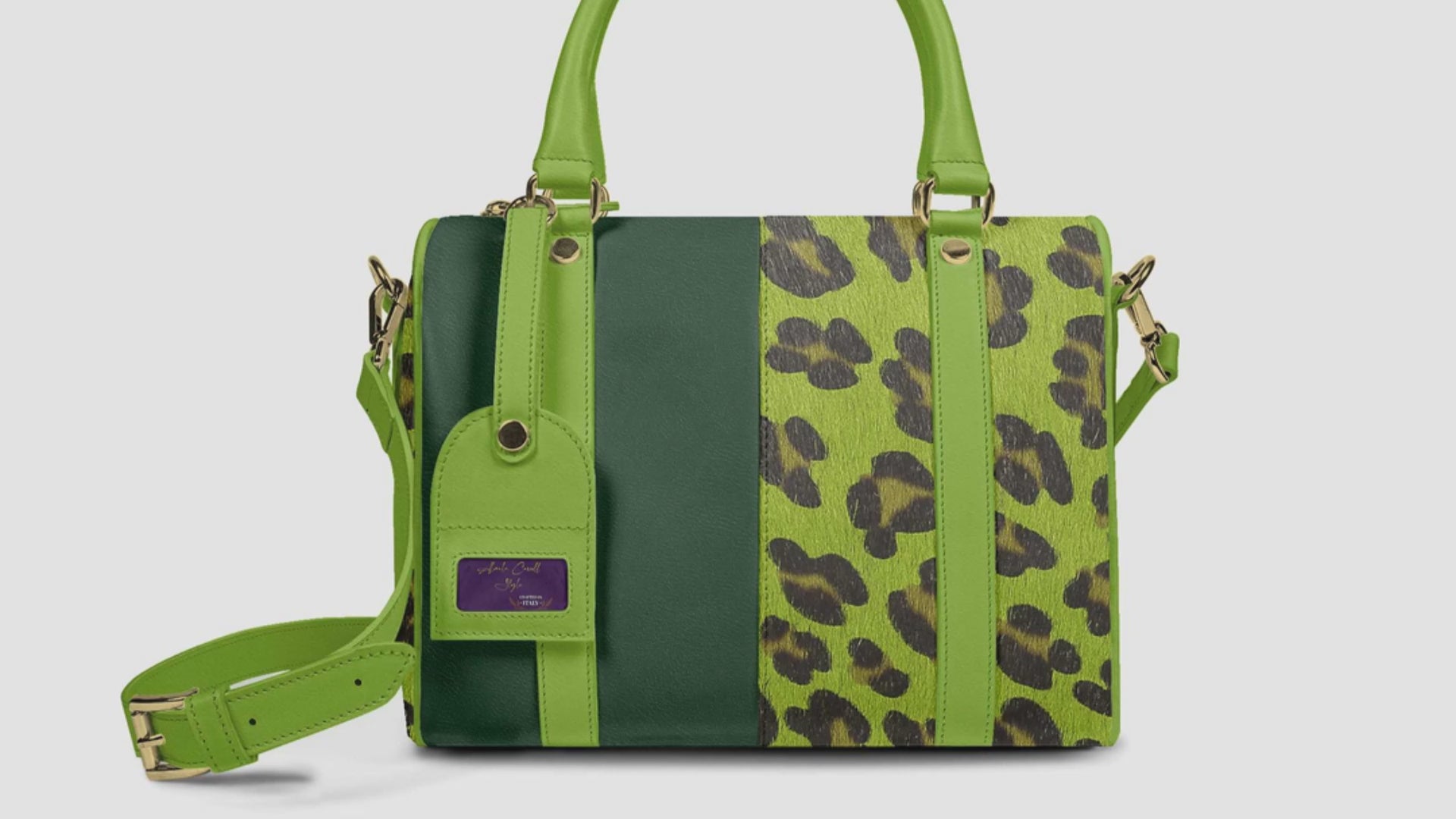 DESIGNER LUXURY STYLISH GREEN & JAGUAR PRINT PENDANT BAG