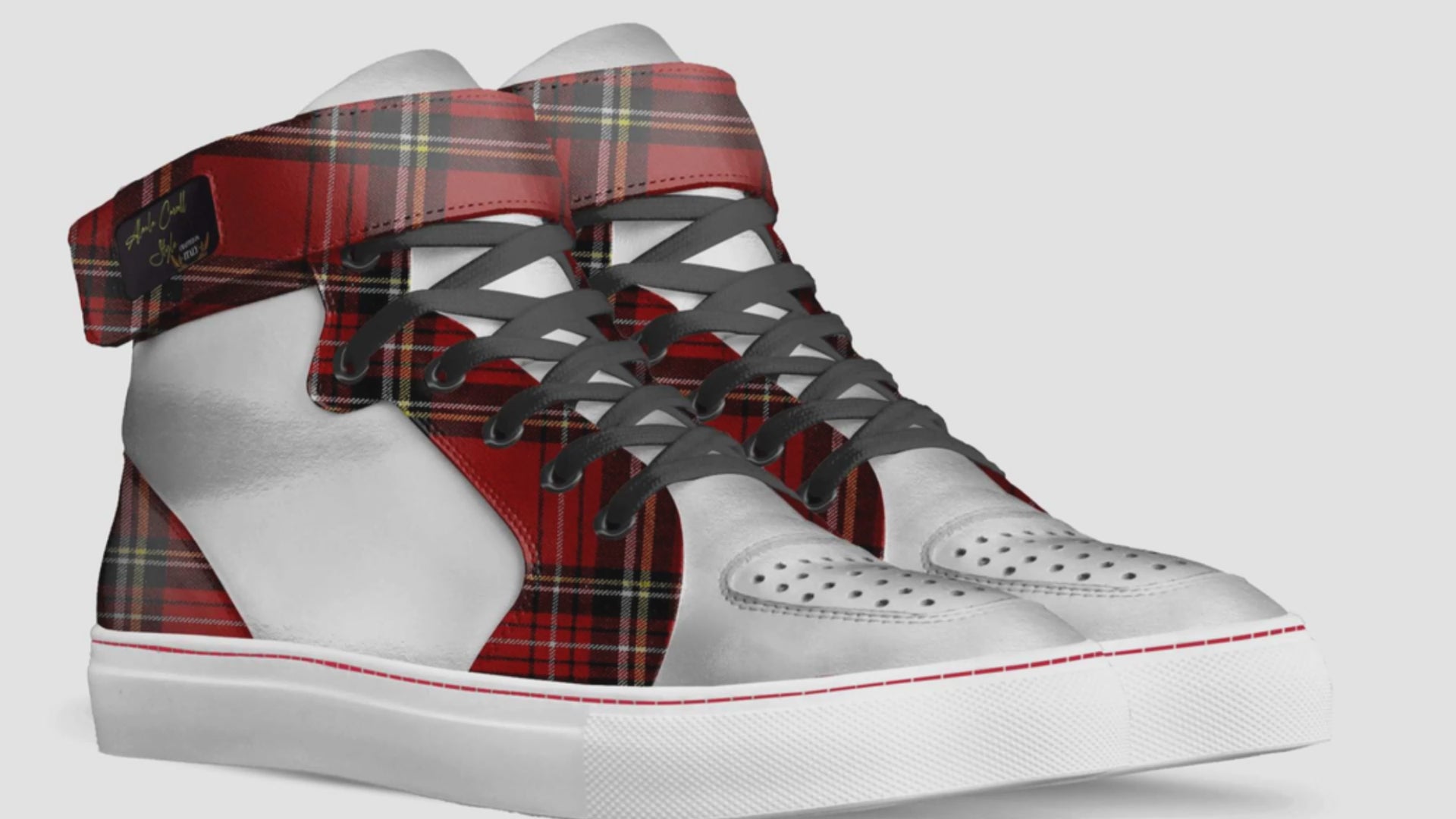 Basketball High Top Plaid Red & Whie