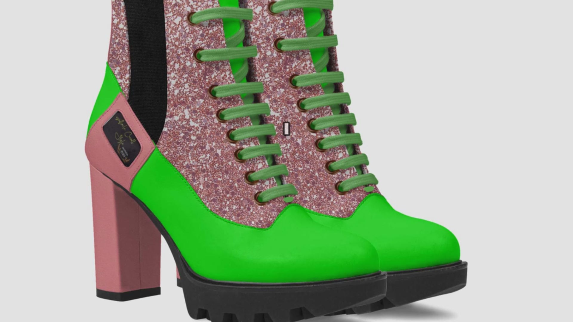 Luxury Laced Pink & Green Designer Boot