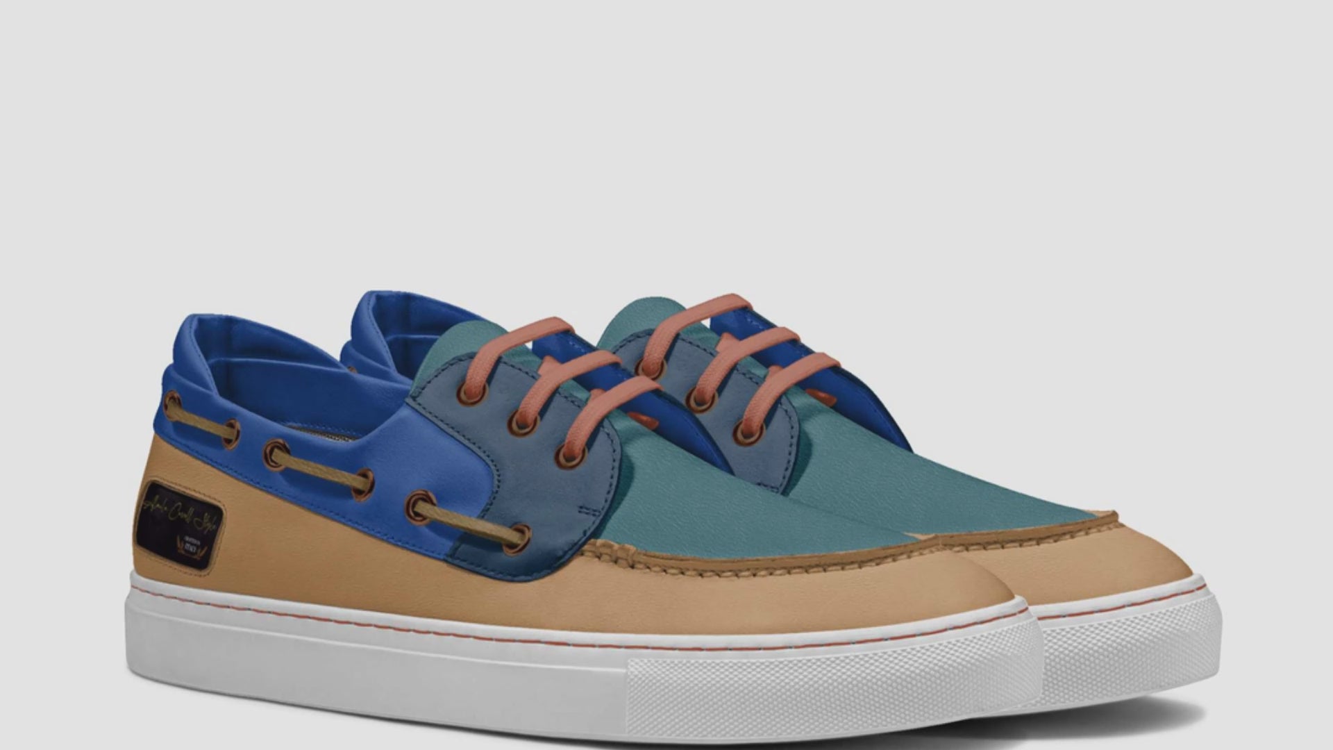 Luxury Sporty Loafer Blue, Teal, & Tan