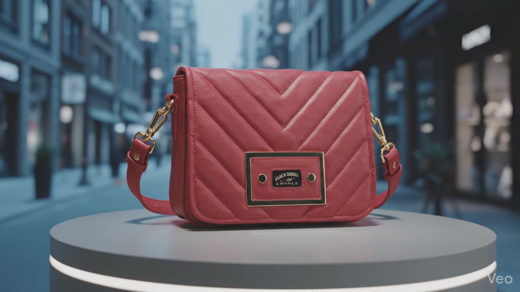 Designer Luxury Fashion-Urban Bag Red and Gold | Elegant Crossbody Handbag | Alaila Carroll Style