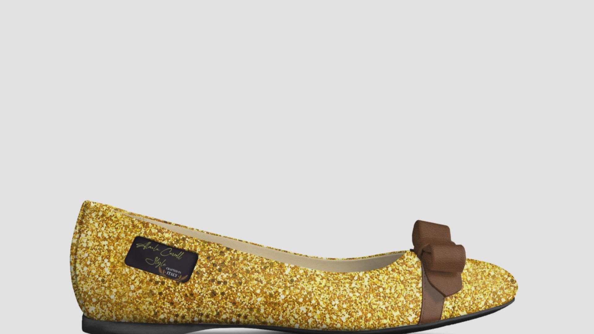 Bow Ballerina Flat Gold & Brown