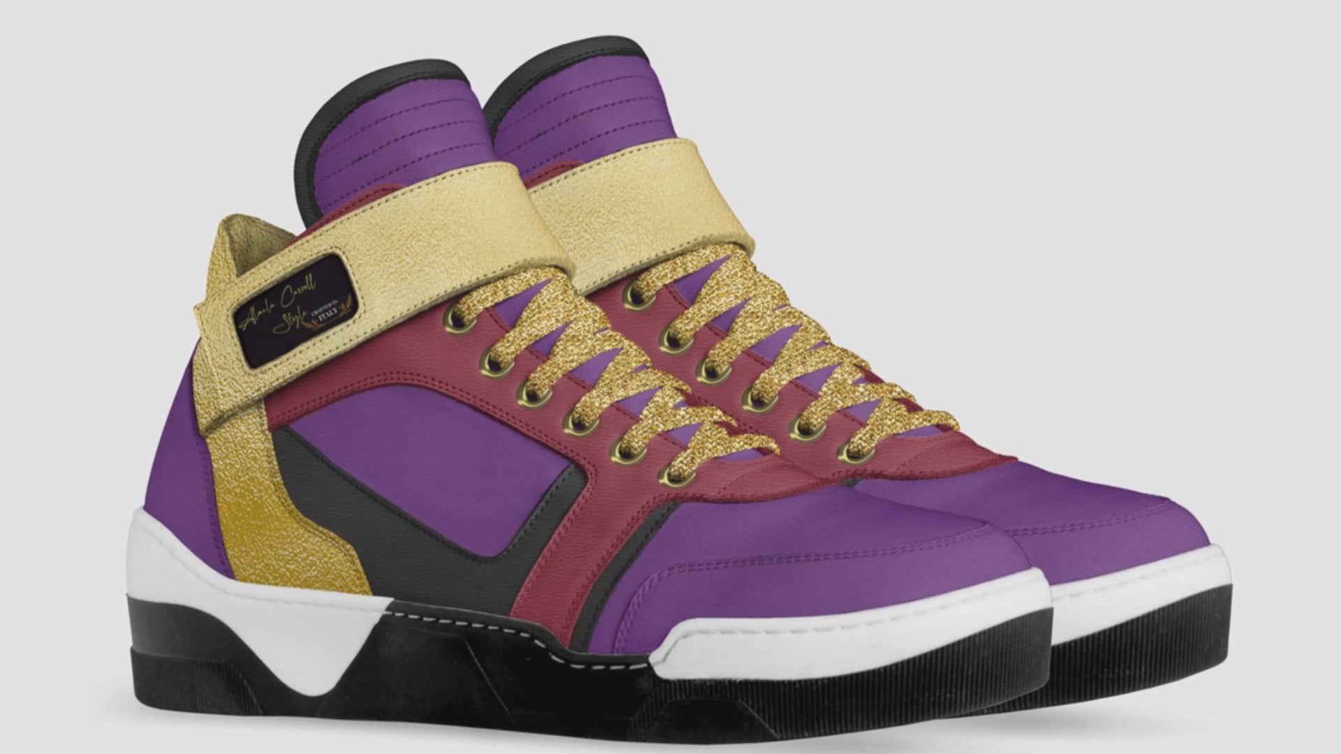 Luxury Fashion Strap High Top Purple, Gold, Maroon, White, & Black